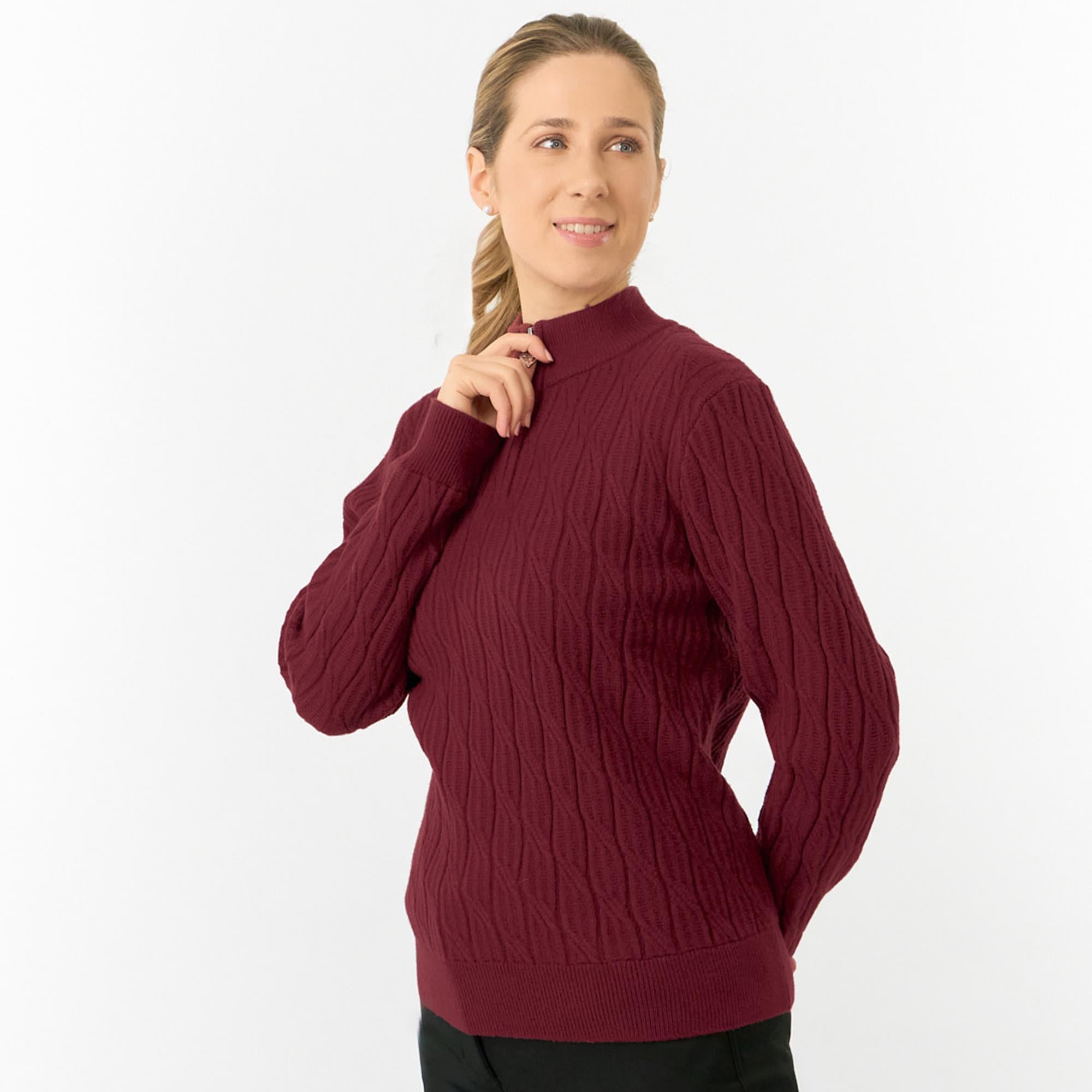 Pure Golf Sorrell Margot Knit Lined Ladies Golf Jumper Merlot